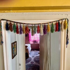 Vintage Moroccan tasseled valence